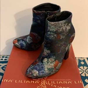 Liliana “Panne” heeled floral ankle boots 8